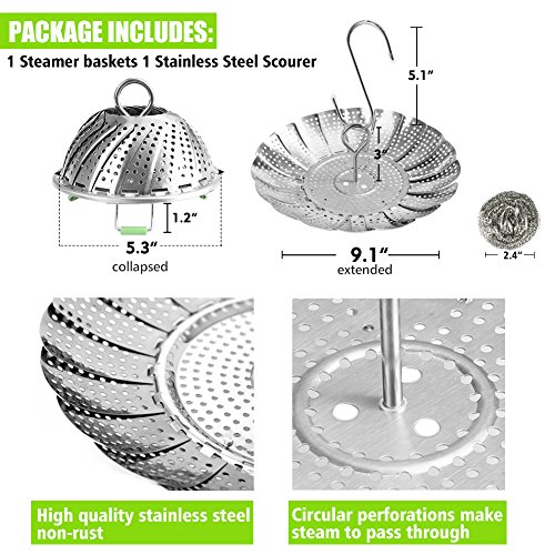 Vegetable Steamer Basket Stainless Steel Collapsible Steamer Insert for