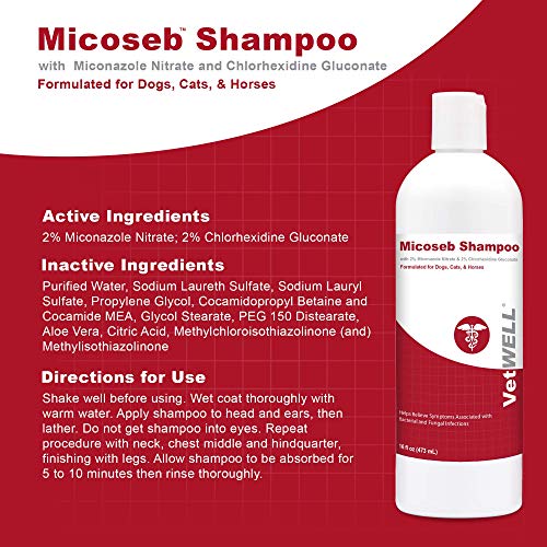 VetWELL Micoseb Medicated Shampoo for Dogs & Cats Medicated Dog