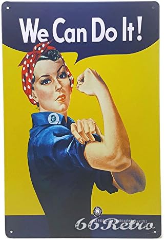 We Can Do It! (Rosie the Riveter), Metal Tin Sign, Dumb Oil Scrub Art Vintage Style Wall Ornament Coffee Decor, 20 X 30 Cm.