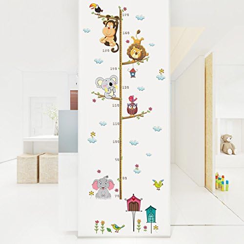 Atiehua Wall Stickers Forest Animals House Tree Height Measure Wall Sticker For Kids Rooms Poster Growth Chart Home Decor Decal