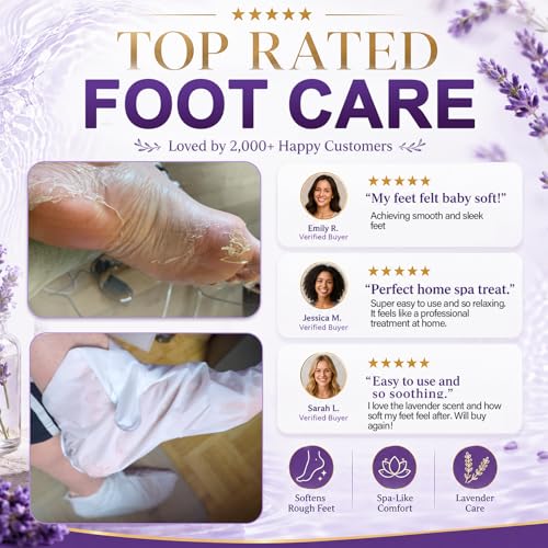 2 Pairs Foot Exfoliating Socks, Foot Peeling Mask, Exfoliating Socks, Moisturizing for Dry Cracked Feet, Exfoliating Socks for Women and Men (Lavender)
