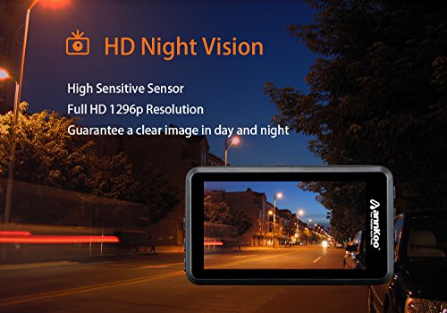 Dash Cam - ANNKOO AD01 Large HD LENS 3.0" Screen Full HD Display 1080P 1296P 170° Wide Angle HDR Dashboard Camera Car DVR Vehicle Dash Cam with G-Sensor, WDR, Loop Recording, Black