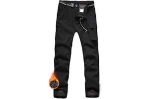 JOMLUN Boy's Fleece Lined Hiking Pants Waterproof Windproof Warm Soft Shell Outdoor Cargo Pants Snow Ski Walking Trousers
