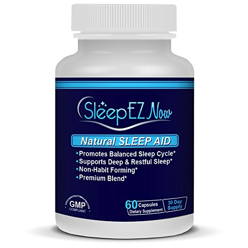 SleepEZNOW- Natural Sleep Aid with Stress Relief. With GABA, Valerian and Melatonin ++ Non-Addictive Sleep Aid, No Side Effects. Made in the USA. 60 Capsules.