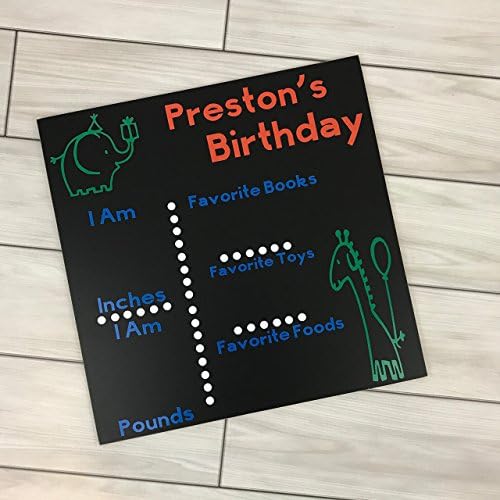 Personalized Birthday Chalkboard Sign- Elephant and Giraffe Design