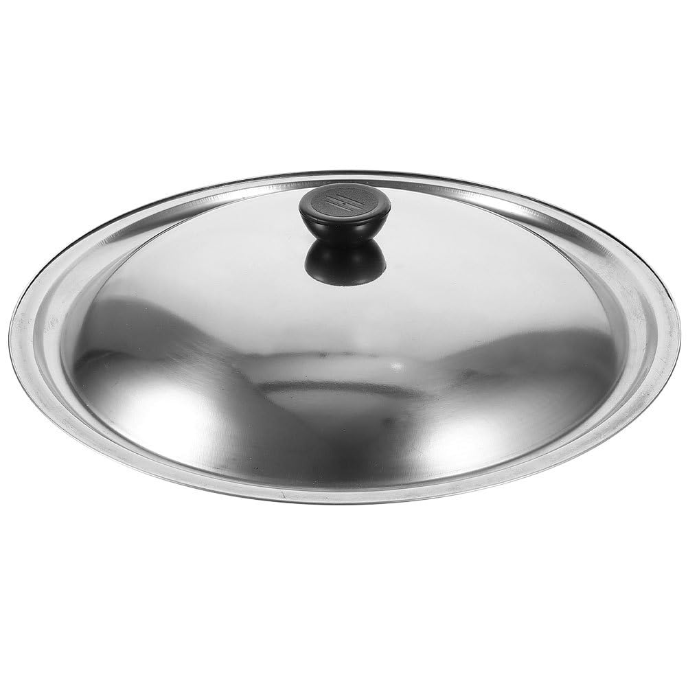 Photo 1 of Amosfun 12 Inch Universal Pot Pan Lid Skillet Cover Stainless Steel Frying Pan Lid Replacement Pot Lid with Knob Handle for Home Kitchen Cookware Accessories
