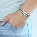 Hermah Heavy Mens Bracelet Chain 316L Stainless Steel Silver Punk Double Curb Cuban Rombo Link 15mm 7inch