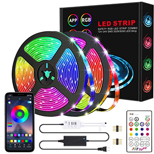 Led Strip Lights 32.8ft, LED Light Strip, RGB Color Changing Rope Lights Kit