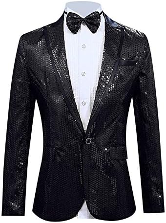 Slim Suit for Men Big Sale-Jiayit Men's Slim Suit Blazer Sequins Host Party with Bow Tie