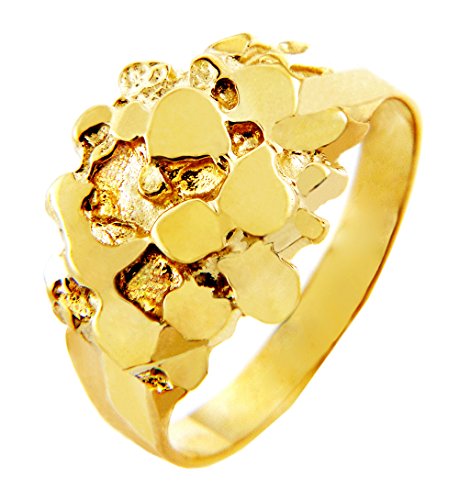 10K Yellow Gold 1/2" ‘The Stoic’ Men’s Nugget Style Tapered Statement Ring - Size 13