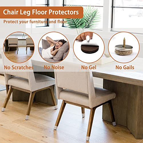 16 Pcs Chair Leg Floor Protectors for Hardwood Floors, Silicone Chair Leg Caps to Protect Floors, Felt Bottom Prevent Floor Scratches and Reduce Noise(Fit:0.74\
