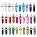 60 Pieces Hexagonal Chakra Pendant Bullet Crystal Pendant Gemstone Pointed Quartz Stone Pendants with Storage Bag (30 Colors)