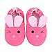 Beeliss Toddler Girls Slippers Cartoon Plush Warm Shoes (4-5 M US Toddler, Rose)