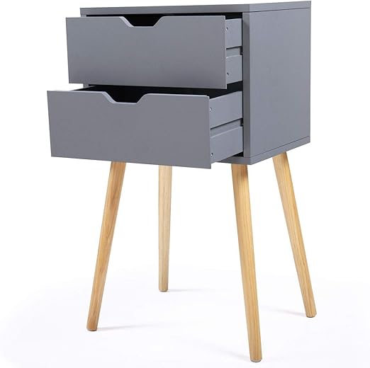 Amazon Com Wooden Nightstand Bed Side End Table Solid Wood Legs