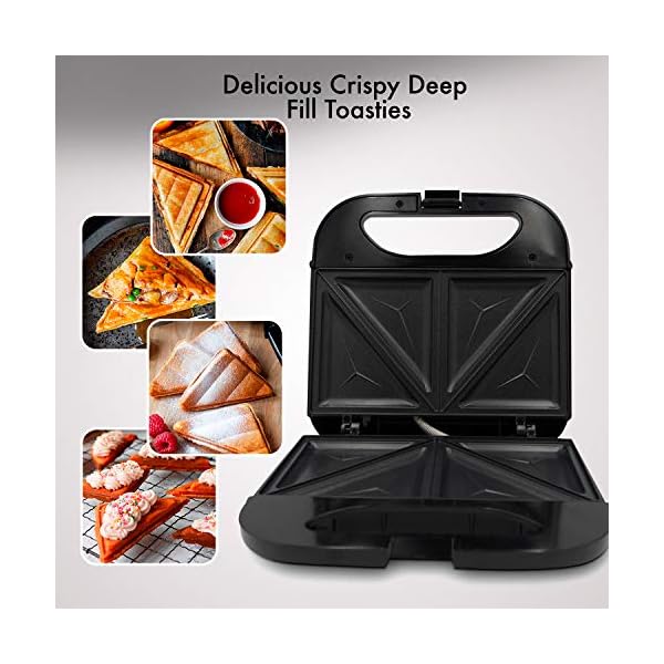 Geepas-800W-2-Slice-Sandwich-Maker-Cooks-Delicious-Crispy-Sandwiches-Cool-Touch-Handle-Automatic-Temperature-Control-and-Non-Stick-Plate-Breakfast-Sandwiches-Cheese-Snack-2-Years-Warranty Geepas Toastie Maker | 2 Slice Sandwich Toaster, Cooks Delicious Crispy Sandwiches | 750W, 2 Slice Sandwich Press | Cool…