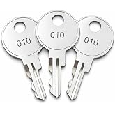 3-Pack 010 Keys Compatible with M-S Cash Drawer Models with 010R, 010L, or 010 Locks, for POS Registers and Cash Drawers, Brass Key