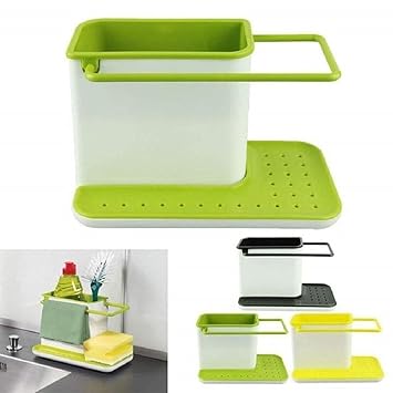 3 IN 1 Kitchen Sink Organizer for Dishwasher Liquid, Brush, Cloth, Soap, Sponge, etc.