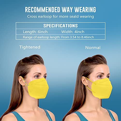 WWDOLL KN95 Face Mask 25 Pack, 5Layers Breathable KN95 Masks, Yellow