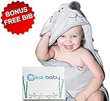 Bamboo Hooded Towel for Kids Babies & Toddlers + Bib Set | 100% Organic & Hypoallergenic | Extremely Soft | Gray Color With Adorable koala Desgin | 34