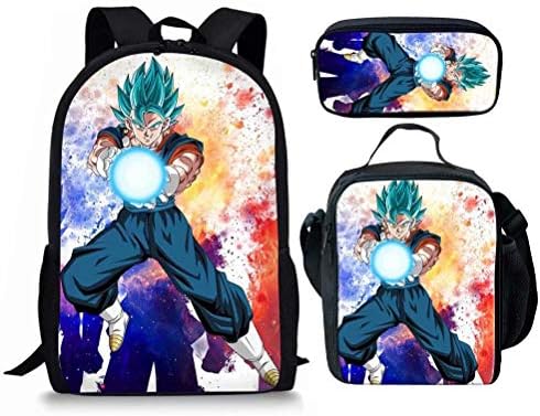 CuMagical Dragon Ball Kids Backpack with Lunch Box Pencil Bags Set Fashion School Book Bag