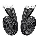 Retractable USB Type C Cable, CAFELE 2 Pack Auto-Contraction Nylon Braided Charging Data Sync Cable Cord for Samsung Galaxy S8 plus Note 8, Pixel XL, Moto Z Z2, LG G5 G6 V20, Nexus 6P 5X, Black, 2ft