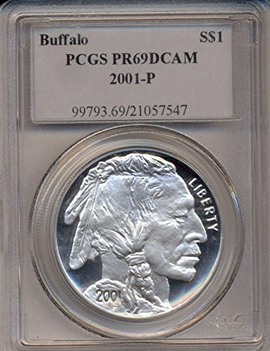 2001 P BUFFALO COMMEMORATIVE SILVER DOLLAR PCGS CERTIFIED PF-69 DCAM