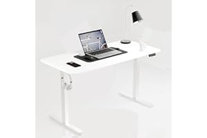 ERGOMAKER 43" Electric Standing Desk, Adjustable Height, Sit Stand Up Desk for Home Office & Computer Workstations, Memory Controller, White