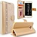 Galaxy S6 Edge Plus Case, Cellularvilla [Diamond Jewel] [Card Slots] Embossed Flower Design Premium Pu Leather Wallet Case Flip Cover for Samsung Galaxy S6 Edge Plus / S6 Edge+ (Golden Bling)