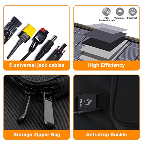 Portable Solar Panel,10W 20V Foldable Solar Panel Battery Charger, 23% Efficiency Module,IP66 Waterproof Solar Panels with 3 Output Ports for Outdoor Camping, Portable Power Station, Motorhome (10W)