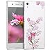 kwmobile Clear Case Compatible with Sony Xperia XA1 - TPU Smartphone Backcover - Cherry Blossom Branch Dark Pink/Light Pink/Transparent