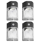 CINOTON LED Wall Pack Light, 26W 3000lm 5000K (Dusk-to-Dawn Photocell,Waterproof IP65), 100-277Vac,150-250W MH/HPS Replacement, ETL DLC Listed Outdoor Security Lighting (4pack)