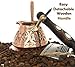 ACI Series (Medium-13 fl oz) - Thickest Solid Engraved Copper Turkish Greek Arabic Coffee Pot with Wooden Handle, Stovetop Coffee Maker, Jazzve, Cezve, Ibrik, Briki, Café Turco