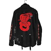 Seidarise Men's black denim jacket Jean Hip Hop Oversized Cropped Street wear Coat