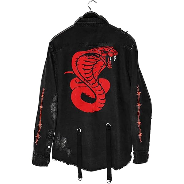 DIOTSR Mens Distressed Denim Jacket Casual Ripped Holes Jean