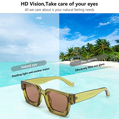 FEISEDY Gafas de sol cuadradas retro de los 90 para mujer Hombre Lentes de sol rectangulares de moda con protección UV400 B2385