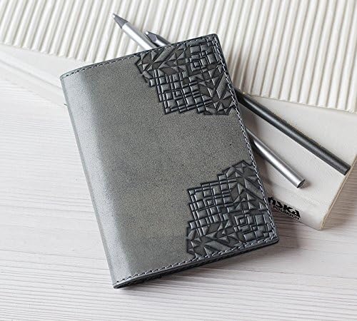 Leather Passport Wallet with Card Holder - Gray Personalized Travel Wallet for Men - Handmade Leather Passport Cover Case - Document Wallet