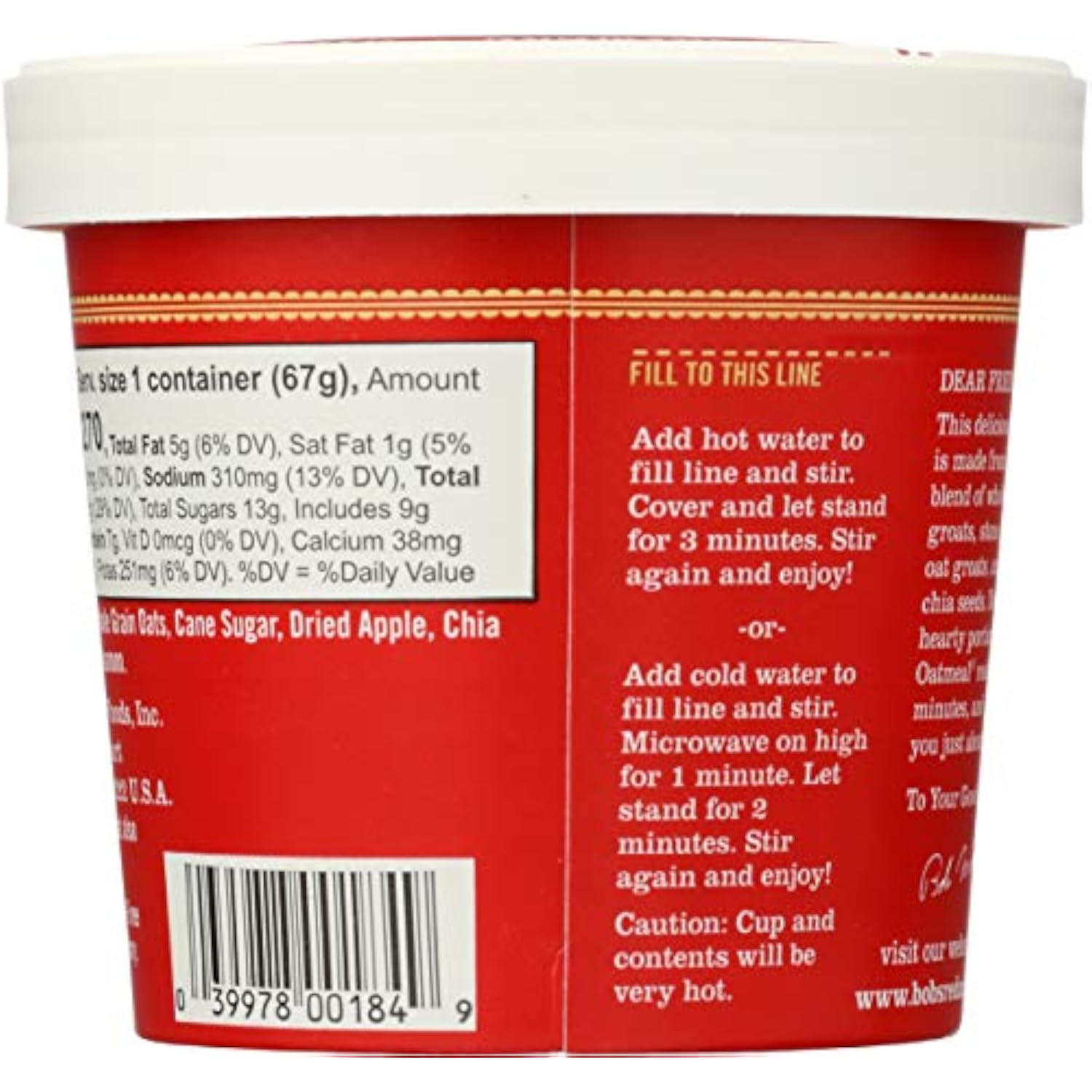 鲍勃红磨坊无麸质苹果肉桂燕麦片 47%OFF