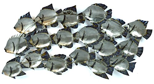Beautiful Unique Silver Nautical School Of Fish Metal Wall Art Beachfront Decor