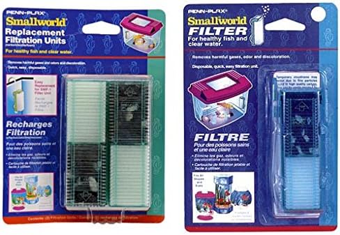 PENN PLAX World Aquarium Filter, Small with an extra 2-Pack of Filter Replacement Cartridges (Bundle)