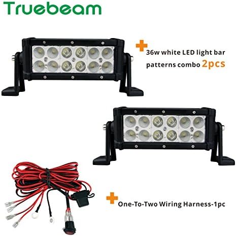 Truebeam 2pcs 8inch Cree Led Light Bar 36W Led Fog Light Spot Flood Combo Beam Waterproof for Trucks Pickup Off Road Jeep 4WD SUV ATV 12/24V IP68 Wiring Kit