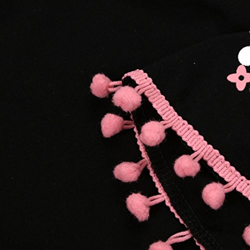 HOT SALE! Napoo 3PCS Girls Christmas Plum Giraffe Tunic Dress +Pants+Scarf Clothes Outfits (6T, Black)