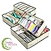 Underwear Sock Drawer Closet Organizer – Set of 4 Collapsible Beige Fabric Foldable Storage Boxes Draw Organizers Divider for Panties Bra Tie Belt Socks Lingerie Clothing Fits Under Bed Closet 1 pack