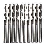 1/8" 22mm Carbide Ball Nose End Mills CNC Router Bits Double Flute Spiral Set Tool Pack Of 10