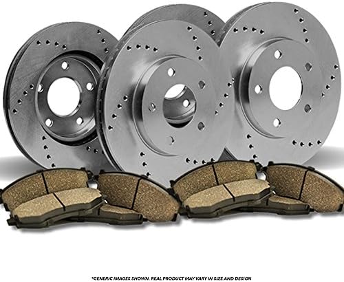 (Front+Rear Kit)4 OE SPEC Cross Drilled Brake Rotors &amp; 8 Ceramic Pads(5lug)