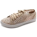 Ollio Women's Ballet Shoe Lace Up Sneaker Flat