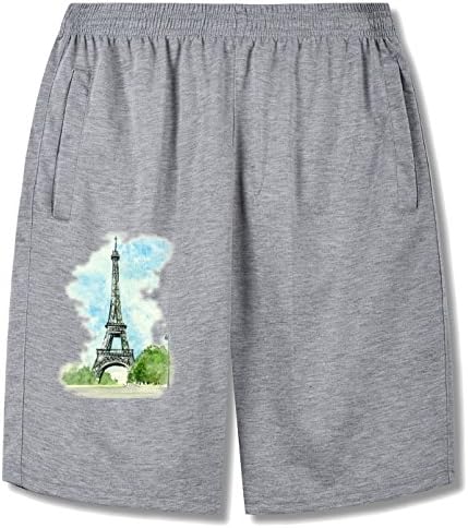 La Tour Eiffel Watercolor Tower Classic short pants For man gray