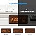 BlaCOG Digital Alarm Clock with Wooden Desk LED Time, Week, Date/Month/Year and Temperature Display, Battery/USB Powered, 3 Alarm Settings, Adjustable Brightness Brown/Orange