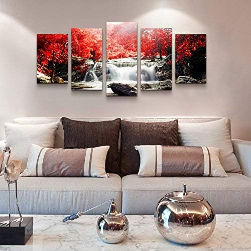 YOUKUART Wall Art for Bedroom Red Woods Waterfall Artwork Canvas Prints Paintings for Wall Decor for Living Room Bathroom Bedroom and Bedroom Decor Home Decor