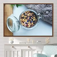 Framed Canvas Wall Art Cup of Tea Coffee Dark Drinks Farmhouse/Country Group Multicolor Photography Realism - 16x24 inches