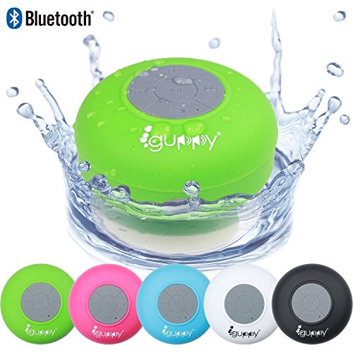 Guppy Water Resistant Bluetooth Shower Speaker Wireless Portable, Kid-friendly, Built-in Control Buttons, Speakerphone, Powerful Suction Cup, w/Safety Lanyard - Best for Indoor & Outdoor Use (Green)